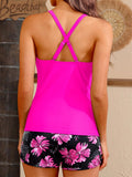 Emoswim - Women Tankini Swimsuits with Shorts Two Piece Tummy Control Bathing Suits