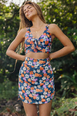 Emoswimsuit - Brook side Ruched Bikini Top With Skirt