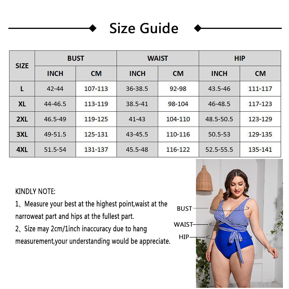 Solid Striped Plus Size One-Piece Swimsuit