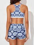 Emoswim - Womens Athletic 3 Piece Tankini Swimsuits with Shorts Swim Tank Tops