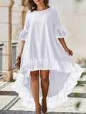 Lace Patch Irregular Party Dress_CWDMD02857